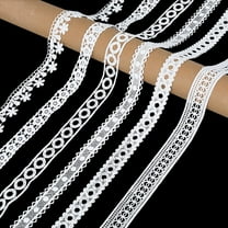 6 Styles 12 Yards Assorted White Lace Trim Vintage Eyelet Floral Pattern Edge Fabric Embroidery Trimming Crochet Ribbon for Sewing Making Wedding Decor Gift Wrapping Diy Craft Bouquet Supply White