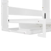 Harper & Bright Designs Queen Size Wall Murphy Bed with Storage, Foldable Cabinet Bed with Vanity Desk, Center Mirror & 2 Side Drawers for Guest Room Office, White