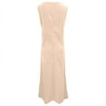 thumbnail image 5 of Maplenight Womens Summer Linen Dresses Beach Vacation Maxi Dress Solid Crew Neck Sleeveless Sundresses, 5 of 6