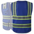 thumbnail image 2 of JKSafety Chaleco de seguridad azul de malla frontal con cremallera de alta visibilidad con 9 bolsillos | Azul con tiras altamente reflectantes de dos tonos | Estándares ANSI/ISEA (100-Azul M), 2 of 4