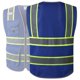 thumbnail image 2 of JKSafety Chaleco de seguridad azul de malla frontal con cremallera de alta visibilidad con 9 bolsillos | Azul con tiras altamente reflectantes de dos tonos | Estándares ANSI/ISEA (100-Azul M), 2 of 4
