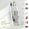 thumbnail image 5 of GVN 4-Tier Wall Leaning Ladder Shelf Stand-White, Towel Bar for Small Bathroom, Towel Holder for Bathroom, 5 of 7