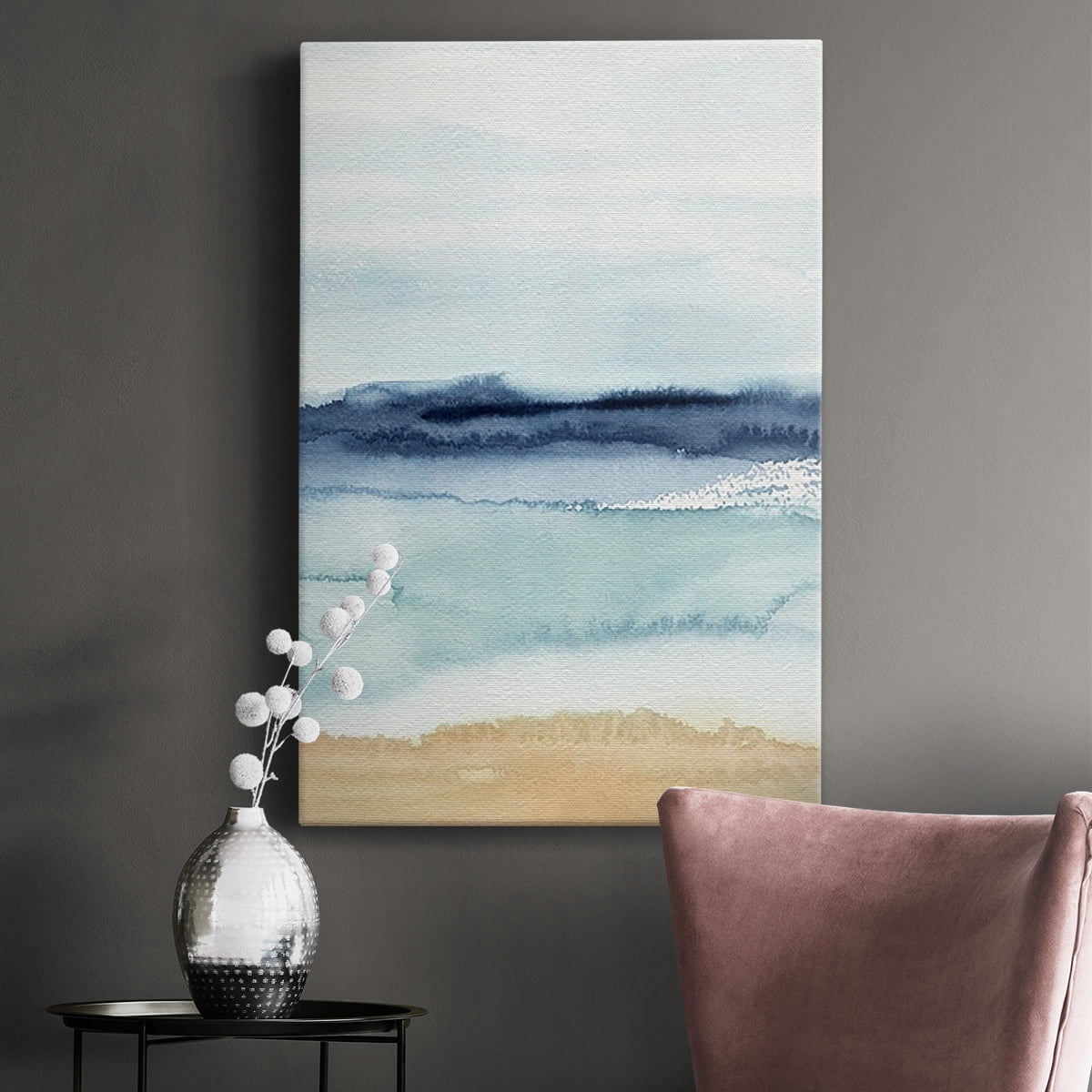 Watercolor Ocean Horizon II Premium Gallery Wrapped Canvas - Ready to Hang