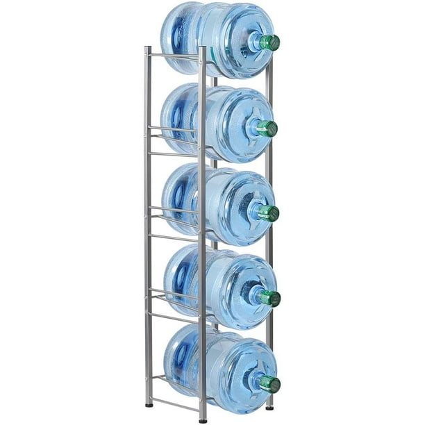 5 Gallon Water Jug Holder Water Bottle Storage Rack, 5 Tiers, Silver