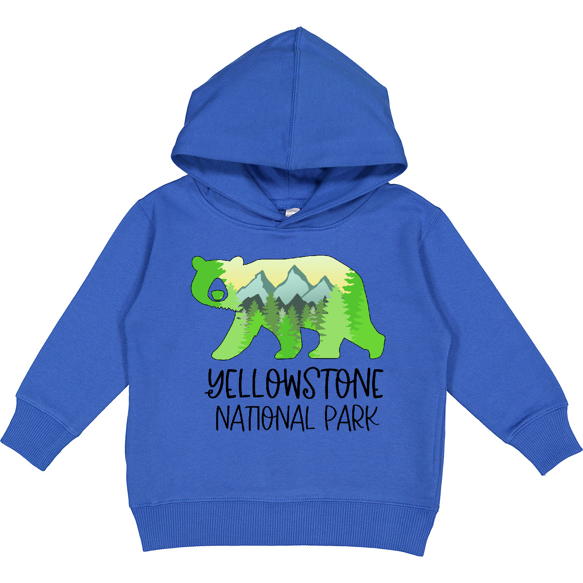 Inktastic Yellowstone National Park Mountains and Bear Shape Toddler Hoodie