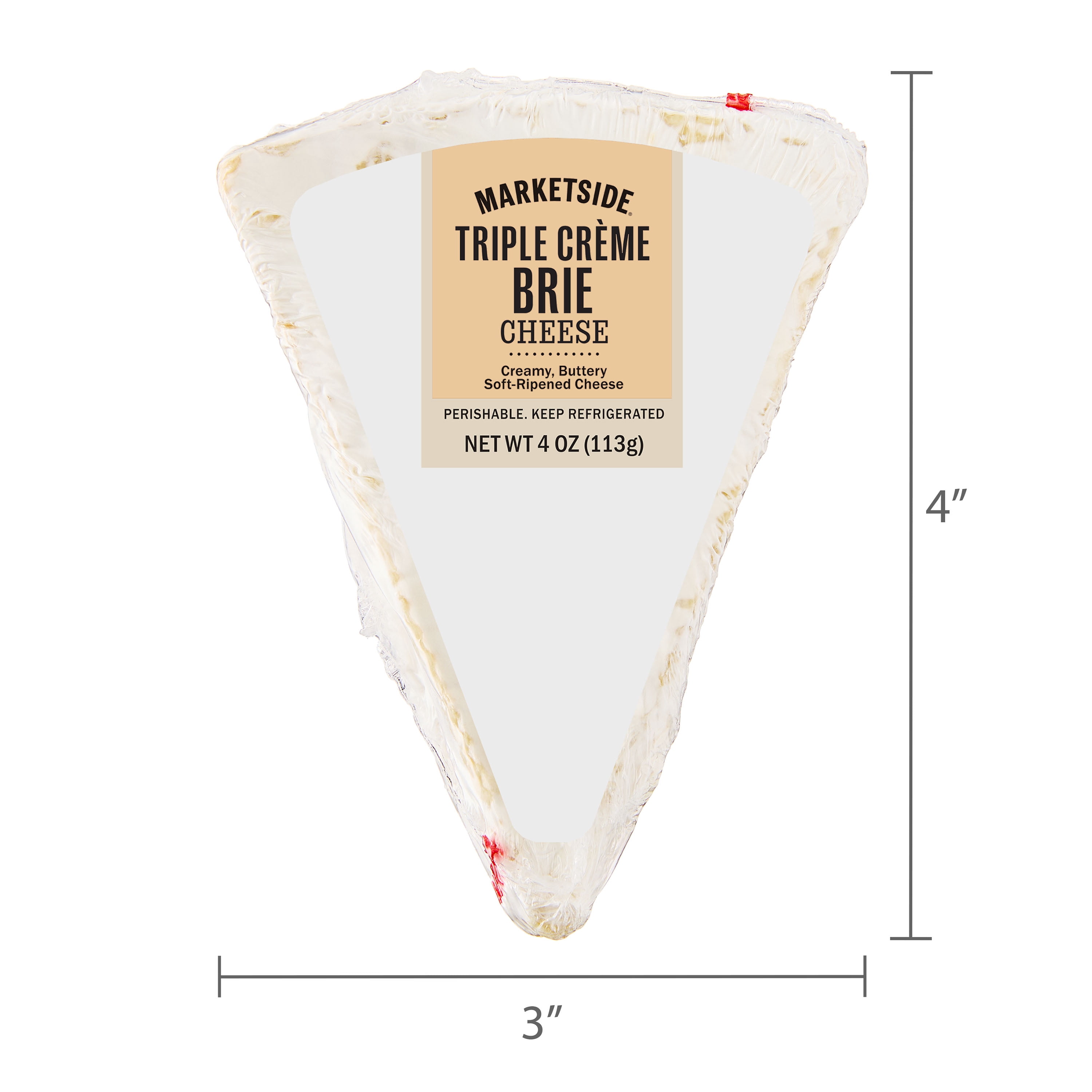 Marketside Triple Creme Brie Cheese Wedge, 4 oz (Refrigerated)