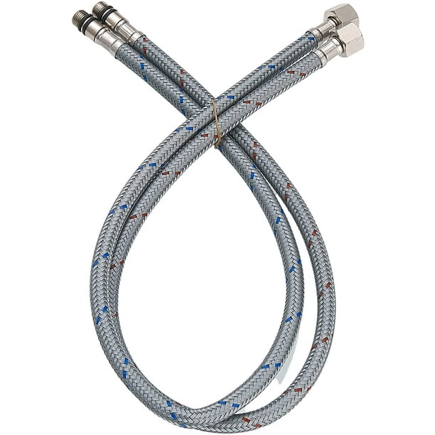 24 Length Faucet Hose Connects Bathroom Kitchen Sink To Water Supply Braided Nylon Line With 3 8 Inch Female Compression Thread X M10 Male Connector 1 Pair Com - Bathroom Sink Water Lines Length
