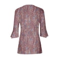 thumbnail image 2 of Blouses pour Femmes, T-Shirt Imprimé Manches 3/4 Blouse Col en V Décontractée, 2 of 5