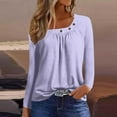 thumbnail image 2 of ShomPort Women Tunic Tops Casual Fall Long Sleeve Blouse Solid Color Pleated Dress Tops, 2 of 5