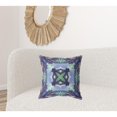 thumbnail image 5 of 20" X 20" Peacock Blue Light Blue Geometric Zippered Suede Throw Pillow, 5 of 5