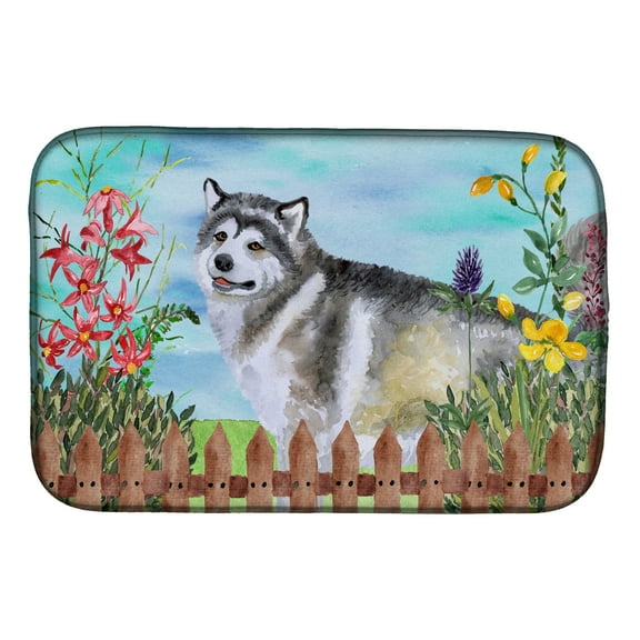 Caroline's Treasures Alaskan Malamute Spring Dish Drying Mat