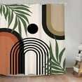 thumbnail image 2 of Abstract Boho Mid Century Shower Curtain for Bathroom Decor 72Wx72H Inches Modern Simple Minimalist Black Beige Leaves Neutral Geometric Aesthetic Fabric Waterproof Polyester 12 Pack Hooks, 2 of 6