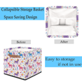 thumbnail image 5 of CURLYOOT 13 x 13 Inch Cube Storage Bin, Unicorn Fabric Storage Cube Baskets, Unicorn Flower Closet Shelves Foldable Bins with Leather Handles for Home Organizer, 5 of 7