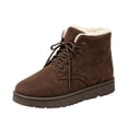 thumbnail image 2 of EKVAHL Women's Lace‑Up Winter Ankle Booties, Faux Fur Lined Faux Suede Boots, Warm Platform Walking Boots For Cold Weather Outdoor Wear Brown, 2 of 5