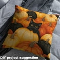 thumbnail image 2 of Homewish Kawaii Black Cat Fabric by the Yard 1 Yard for Kid, Orange Harvest Pumpkin Room Decor Fabric by the Yard, Cartoon Kitten Animal Sewing Fabric, Lightweight Room Decor, 2 of 6