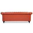 thumbnail image 2 of 84.65" PU Three Seater Sofa,High Quality Modern Classic Sofa,Rolled Arm Chesterfield Couches for Living Room,Orange, 2 of 7