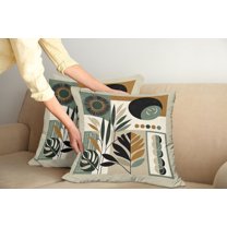 Ambesonne Monstera Throw Pillow Cover Pack of 2, Abstract Boho Leaves Art, 2 Pcs-24" x 24", Dark Sepia Pale Brown