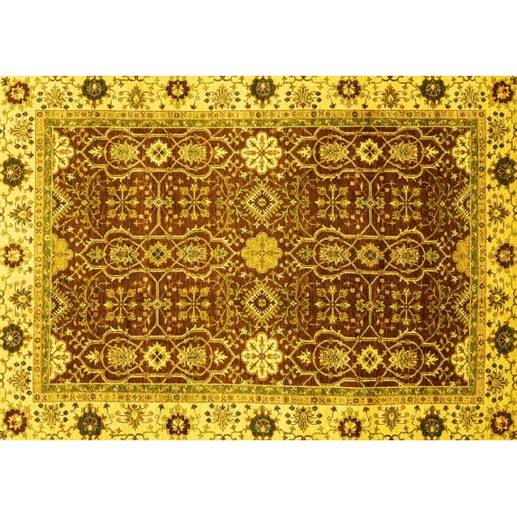Ahgly Company Indoor Rectangle Abstract Yellow Modern Area Rugs, 5' x 8'