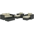 thumbnail image 1 of Modway Rattan Sojourn 8-Piece Wicker Outdoor Patio Furniture Sectional, Beige, 1 of 9