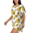 thumbnail image 2 of Kdxio Gold Dots and Leaves Print Pajamas Sets for Women Short-Sleeved Pjs with Lounge Shorts Two Piece Sleepwear S-4XL, 2 of 5
