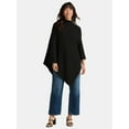thumbnail image 2 of Time and Tru Women's Mock Neck Poncho, S/M, Black, 2 of 5