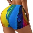 thumbnail image 2 of Wukai Rainbow Colored Print Pack Biker Shorts for Women Yoga Workout Gym Running Scrunch Active Shorts-Medium, 2 of 8