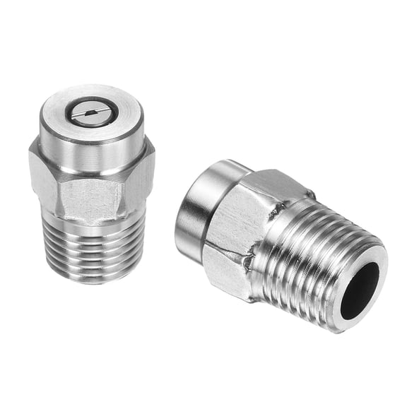Uxcell 2pcs Surface Clean Tip 50 Degree 1/4 Inch NPT Male 1.156 Orifice 4000 PSI Stainless Steel Threaded Pressure Washer Spray Nozzles for Water gun Water Broom