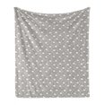 thumbnail image 1 of Sheep Soft Flannel Fleece Blanket, Animal with Clouds on Polka Dots Backdrop Scandinavian Style Doodle Muted Tones, Cozy Plush for Indoor and Outdoor Use, 50" x 60", Pale Grey White, by Ambesonne, 1 of 5