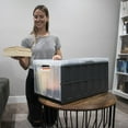 thumbnail image 4 of 46L Translucent Collapsible Storage Bin with No Lid - Clear/Black - 1pk, 4 of 5