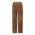 thumbnail image 5 of Lumtrix Women's Corduroy Pants Elastic High Waist Comfy Drawstring Straight Leg Pants Casual Loose Trendy Trousers with Pockets Khaki L, 5 of 7