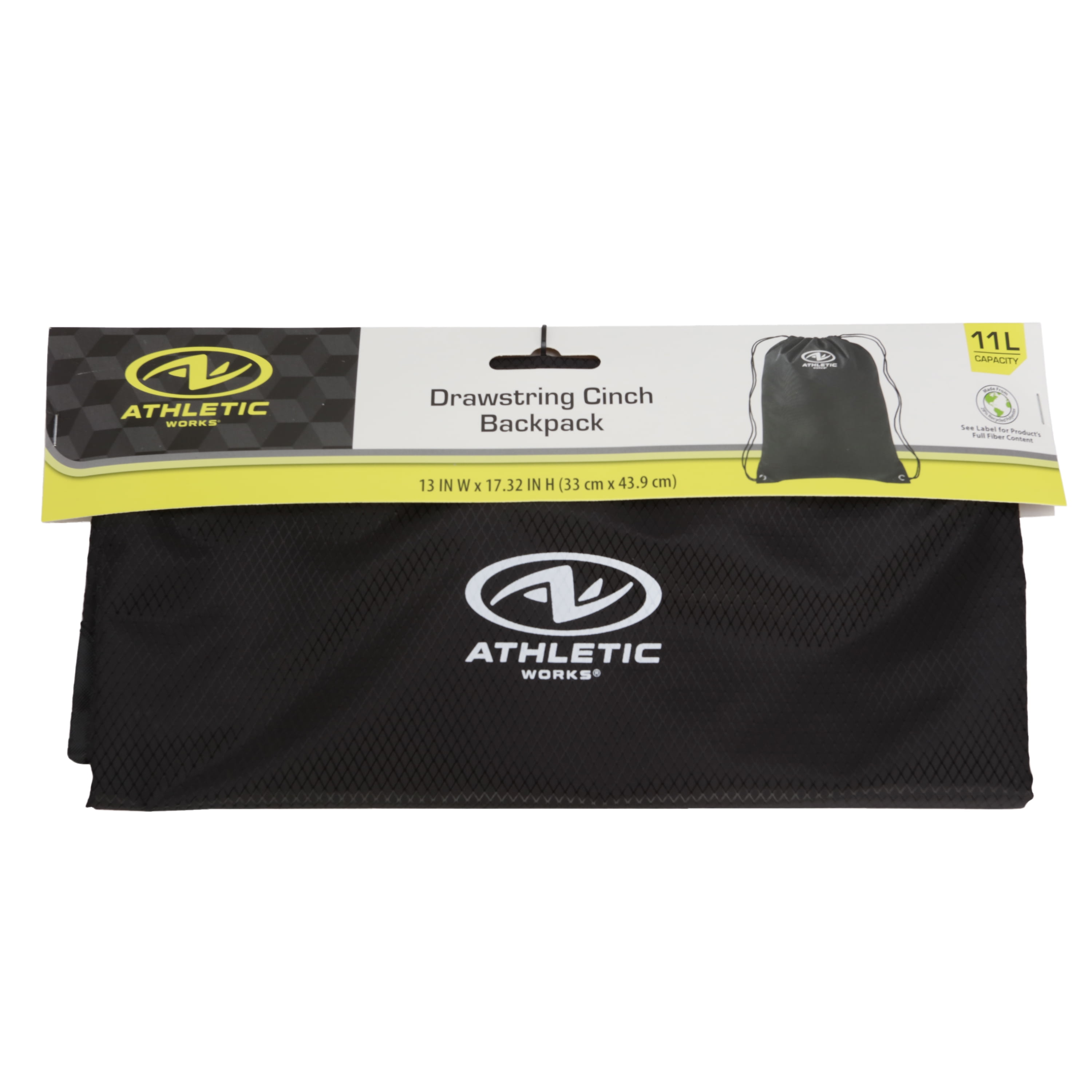 Athletic Works Unisex Fitness Gym Cinch Sack, Black
