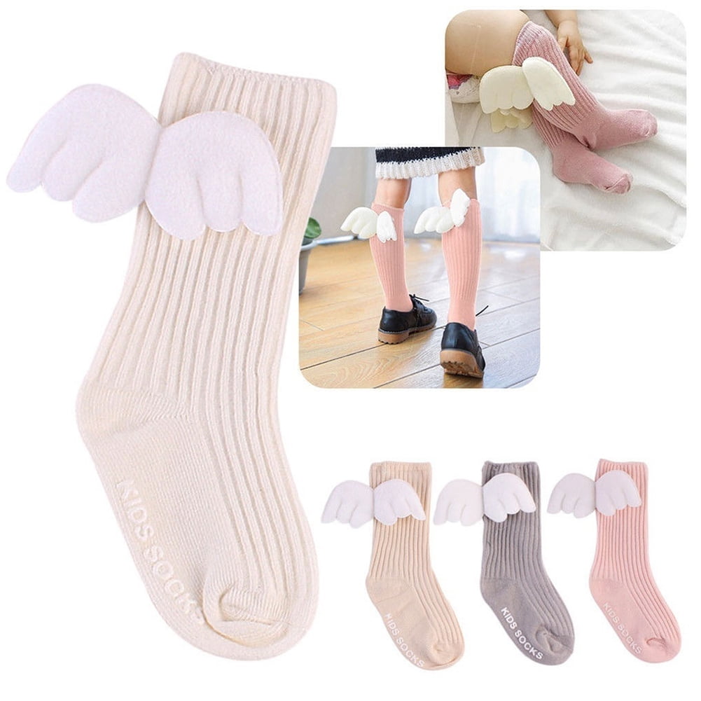 Baby Kids Toddlers Girls Knee High Socks Wings Tights Leg Warmer Stockings 0-4Y 
