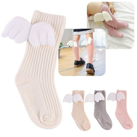 

Kaesi Toddler Kids Girl Angel Wings Warm Socks Breathable Knee High Tights Stockings