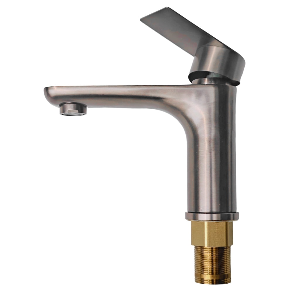 Bathroom Faucet Stainless Steel Hot & Cold Water Mixer Taps Single Hole Basin Vanity Modern Basin Faucet, Gray