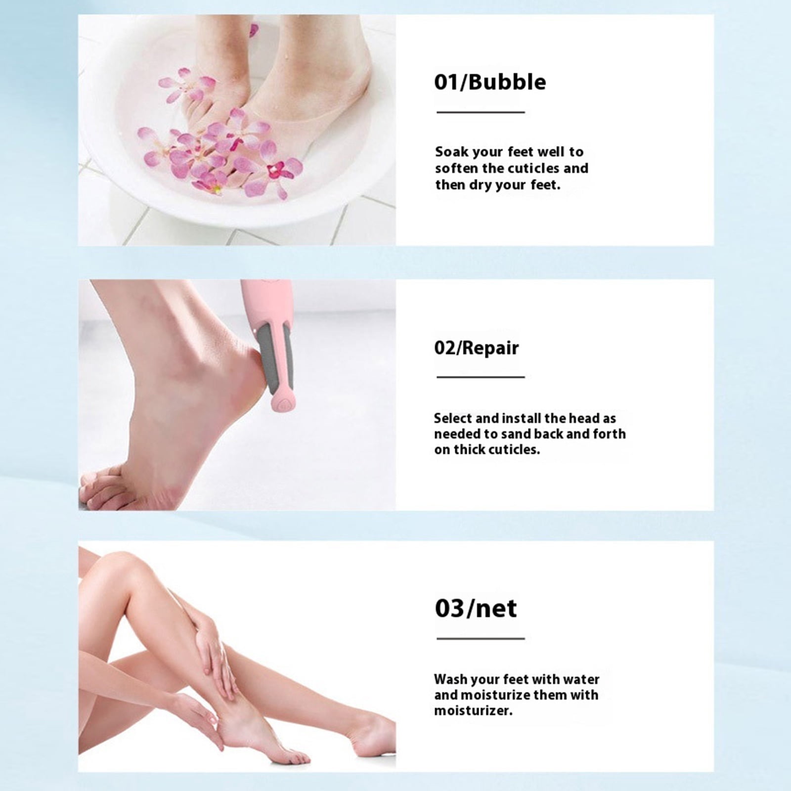 Electric Callus Remover Foot Grinder for Dead Skin, Replaceable Sandpaper Pedicure Tool with 3 Speeds