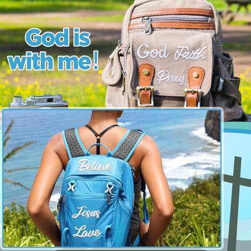 Lyrow 12 Pcs Christian Iron on Patches for Hat 4-6 Inch Embroidered Christian Patches Bulk Easter Motivational Religious Sew On Applique for Clothes Backpack DIY Accessories(White)