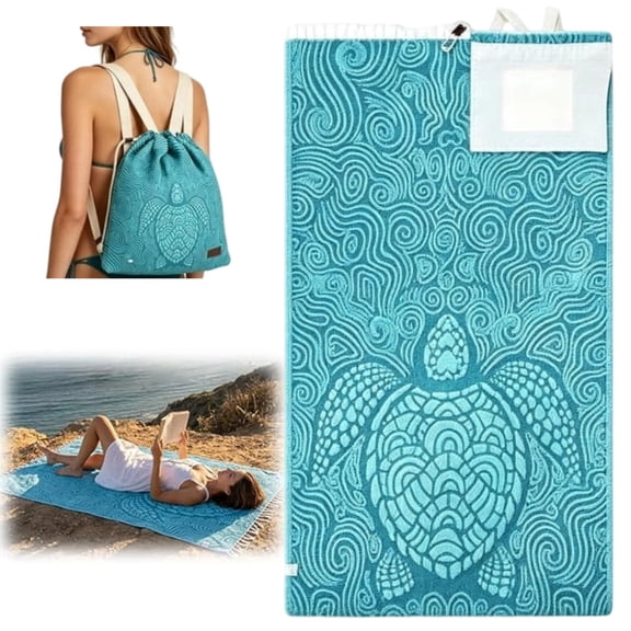 Convertible 2-In-1 Beach Towel & Backpack, Sand-Proof Microfiber Towel That Transforms Into A Backpack, Quick-Dry, With Inner Zip Pocket, Ideal For Travel, Pool, And Cruise