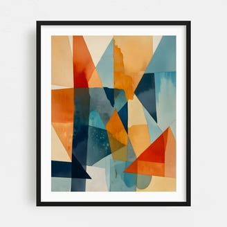 80s Style Abstract Color Shapes on Black - Digital Art Geometric