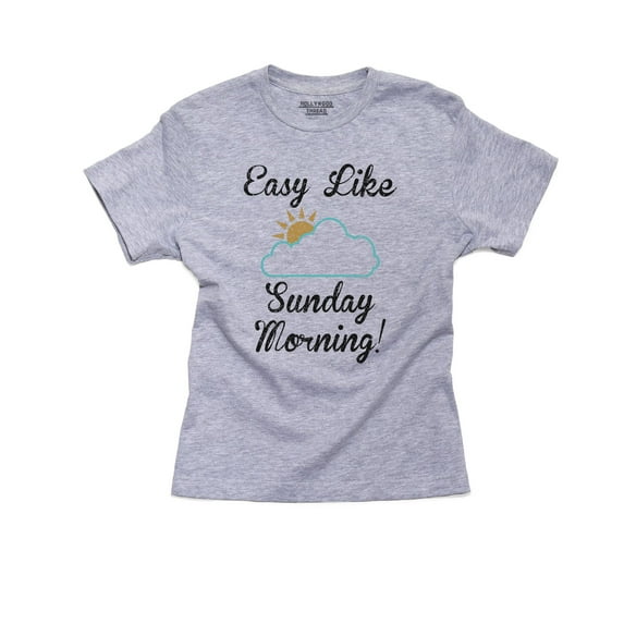 Easy Like Sunday Morning - Sun n Puffy Cloud Boy's Cotton Youth Grey T-Shirt