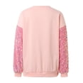 thumbnail image 4 of Wang6 Womens Christmas Sweatshirts Trendy Santa Printed Crew Neck Tshirts Causal Xmas Sequin Long Sleeve Pullovers Festive Tops Pink L, 4 of 6