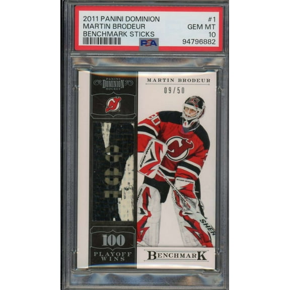 Martin Brodeur 2011-12 Panini Dominion Gem Benchmark Sticks (pop 1) #1 PSA 10