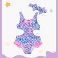 thumbnail image 3 of GYRATEDREAM Toddler Baby Girls One Piece Swimsuits Kids Mermaid Scale Print Quick Dry Cut Out Beach Bathing Suit Beach Swimwear for 2-7 Years, 3 of 8