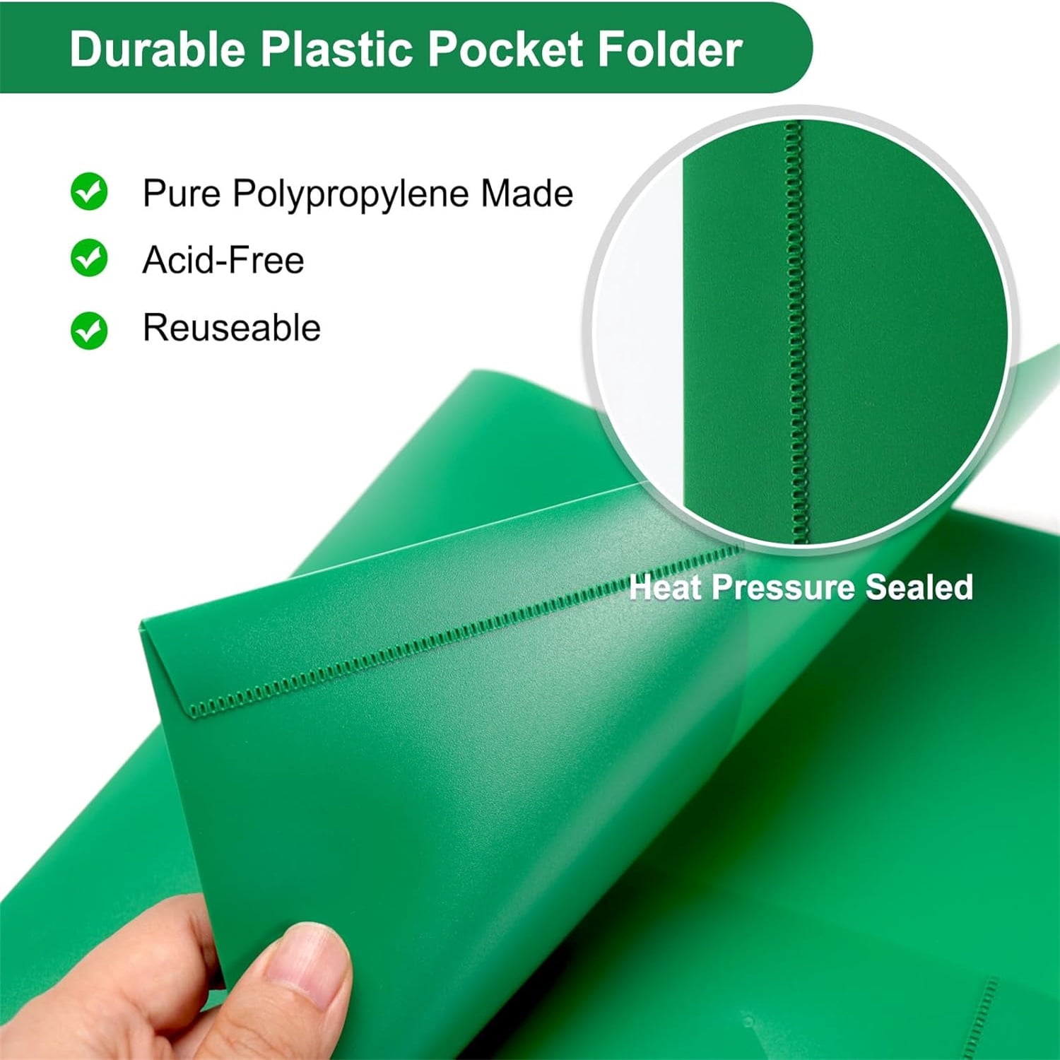 60-Pack Green Plastic Folders with Pockets, Fits 8.5 x 11 Inch Letter Size Papers, Sturdy 2 Pocket Folders, Plastic Pocket Folder for Home School and Office