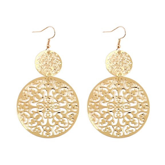 DESIGNICE 2026 New Gold Earrings for Women,Palace Ethnic Style Carving Gold Earrings,Exaggerated Retro Dangle Earrings,Gold
