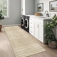 thumbnail image 3 of GlowSol 2'x6' Runner Rug Modern Abstract Runner Rug Low Pile Non-Slip Bedroom Geometric Stripes Rug for Laundry Room Kitchen, Camel, 3 of 8