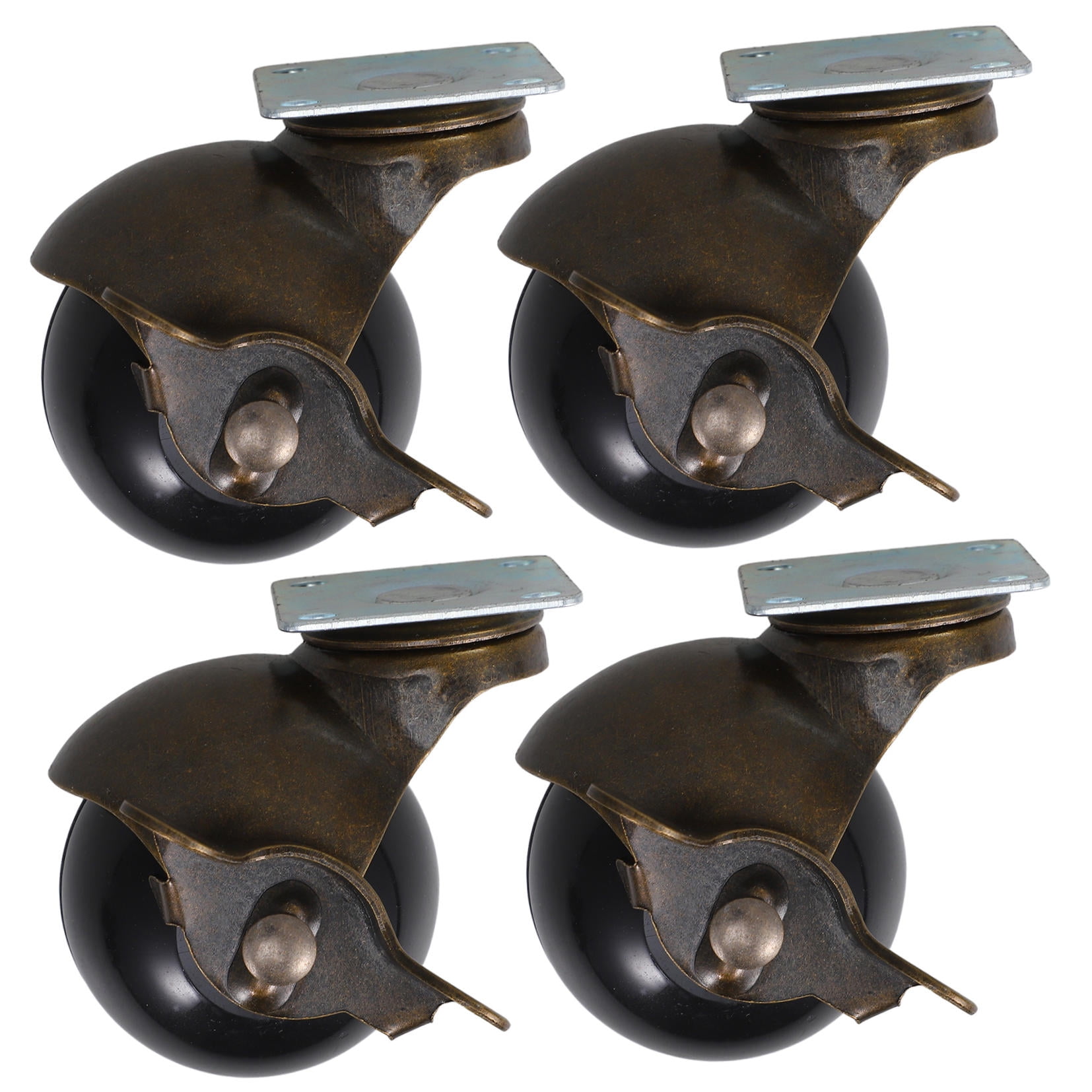 OUNONA 4pcs 2 Inch Wheel Ball Caster Home Office Furniture Chair Caster Wheel Swivel Plate Hooded Ball Caster Wheels Antique Bronze