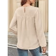 thumbnail image 4 of Corabera Womens Plus Size Tops Cute Swiss Dot Flowy Work Blouses for Women Boho Pullover Round Neck Tunic Long Sleeve Apricot 3XL, 4 of 7