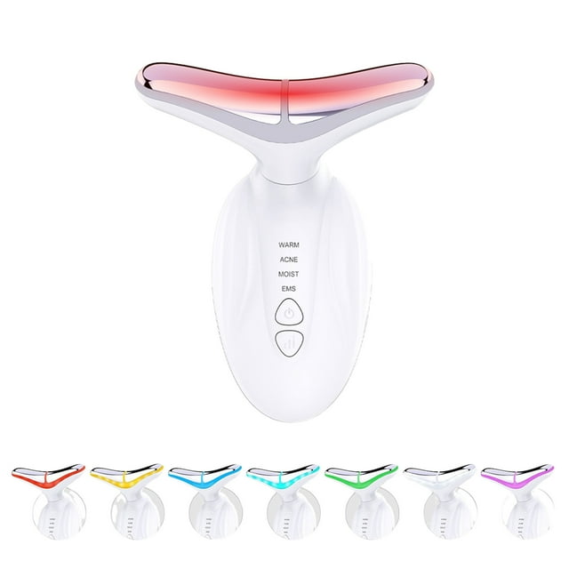 Dispositivo 7 en 1 para combatir arrugas, reafirmar el cuello, rostro y cuello, para lifting facial, combatir el envejecimiento, lifting y reafirmación para un aspecto juvenil, dispositivo antiarrugas