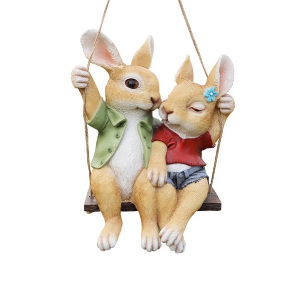 kurtrusly Resin Bunny Statue Figurine Adorable Garden Ornament For Backyard Retreat Pathway Patio Bunny Statues Figurine Fence
