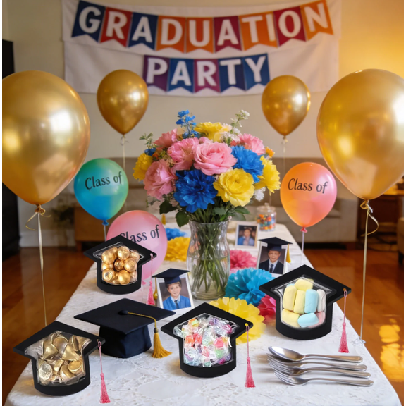 Graduation Cap Candy Cards, DIY Display Keepsake, 2026 Graduation Candy Dome Greeting Card Gift Party Favors Supplies Plastic Transparent Treat Containers Celebration